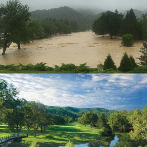 Before and After Photo of Old White Course at The Greenbrier via The_Greenbrier on Twitter 6-24-2016